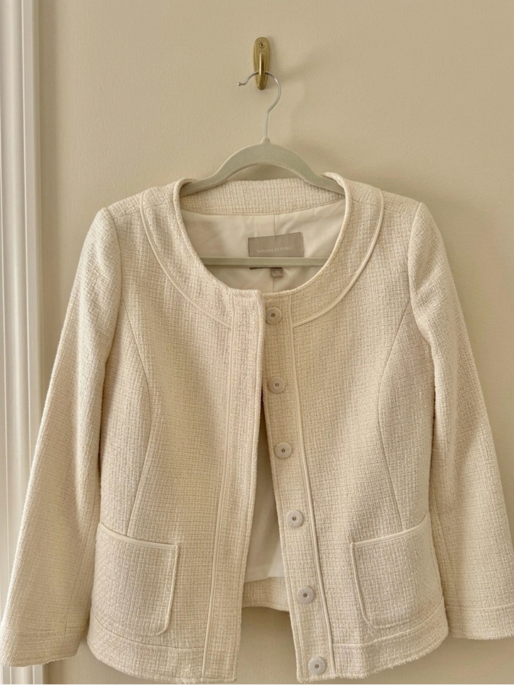 Banana Republic Tweed Collarless Jacket